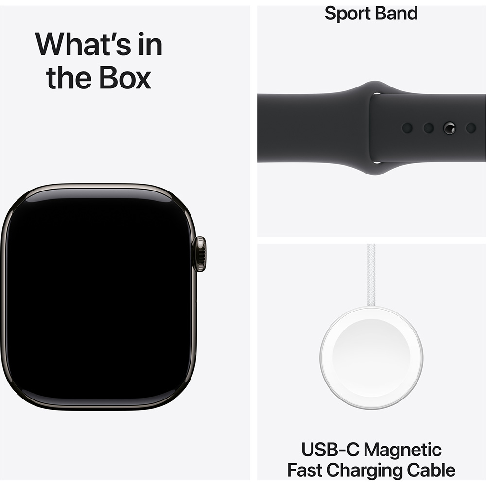 Покупка Смарт-часы APPLE Watch Series 10 GPS+Cellular 46mm Slate Tit Case Black Sport Band S/M (MWYD3QH/A)