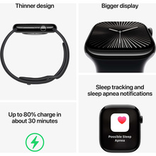 Смарт-часы APPLE Watch Series 10 GPS+Cellular 46mm Slate Tit Case Black Sport Band M/L (MWYE3QH/A)