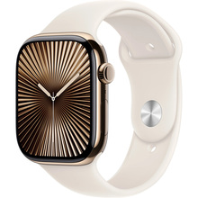 Смарт-часы APPLE Watch Series 10 GPS+Cellular 46mm Gold Tit Case Starl Sport Band S/M (MWYX3QH/A)