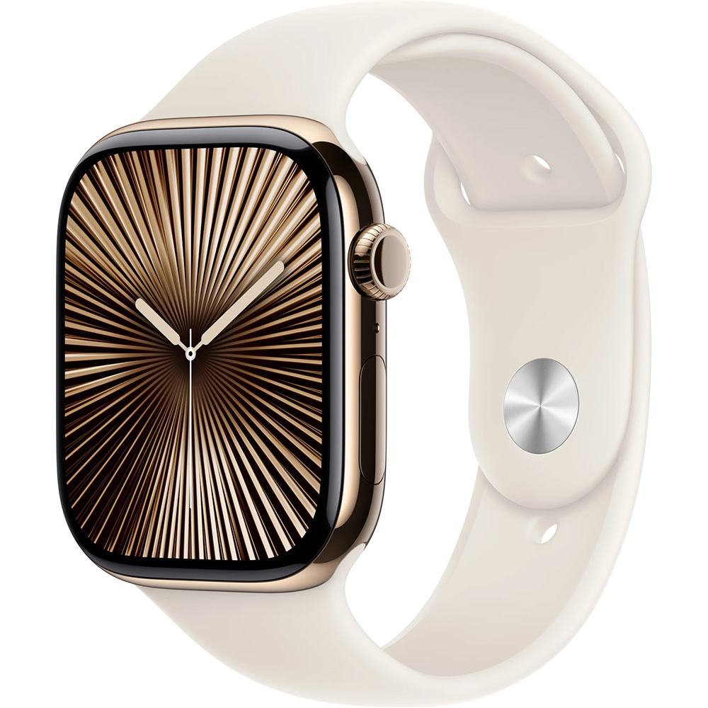 Смарт-часы APPLE Watch Series 10 GPS+Cellular 46mm Gold Tit Case Starl Sport Band M/L (MWYY3QH/A) Функциональность для взрослых
