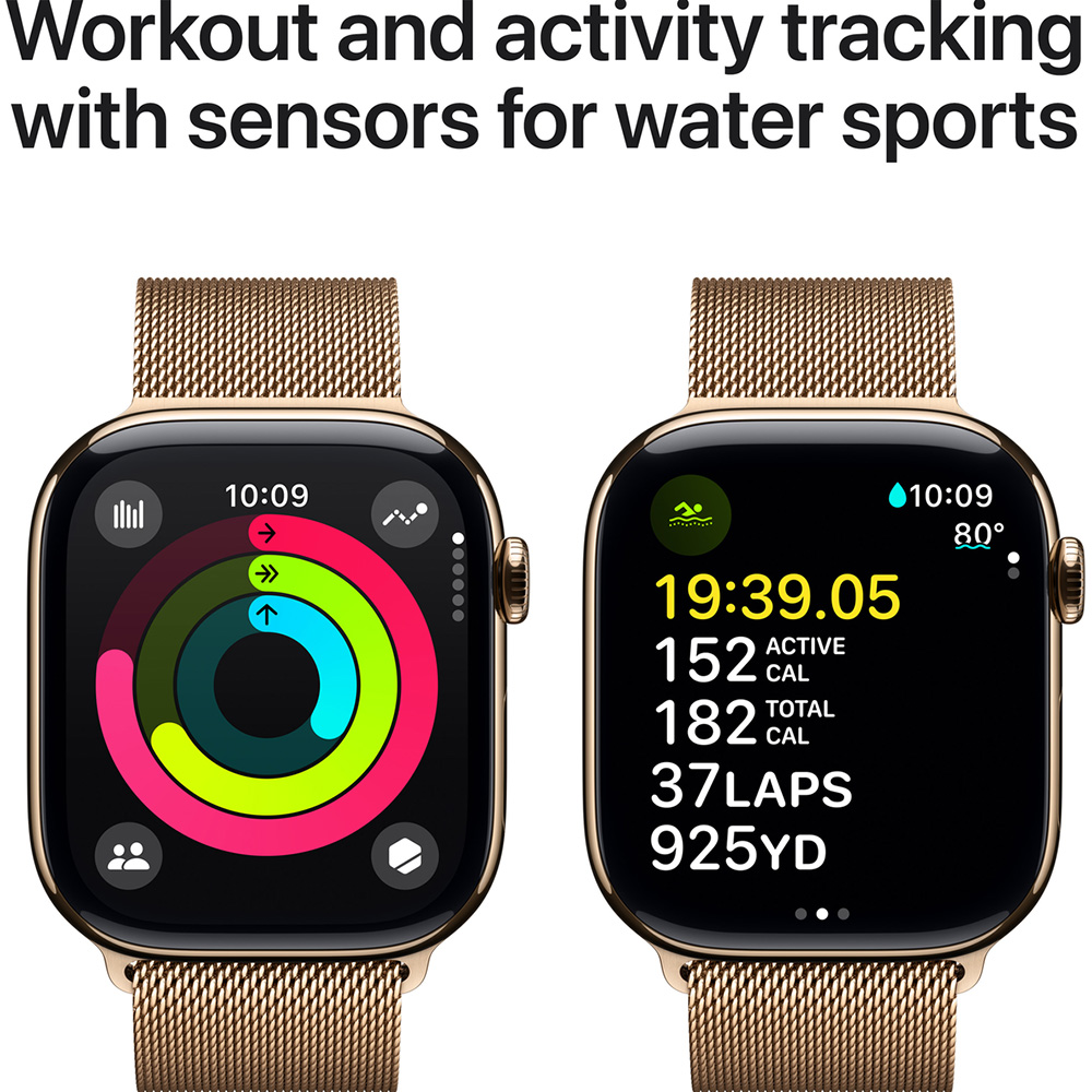 Смарт-часы APPLE Watch Series 10 GPS+Cellular 46mm Gold Tit Case Gold Milan Loop M/L (MX003QH/A) Операционная система Watch OS