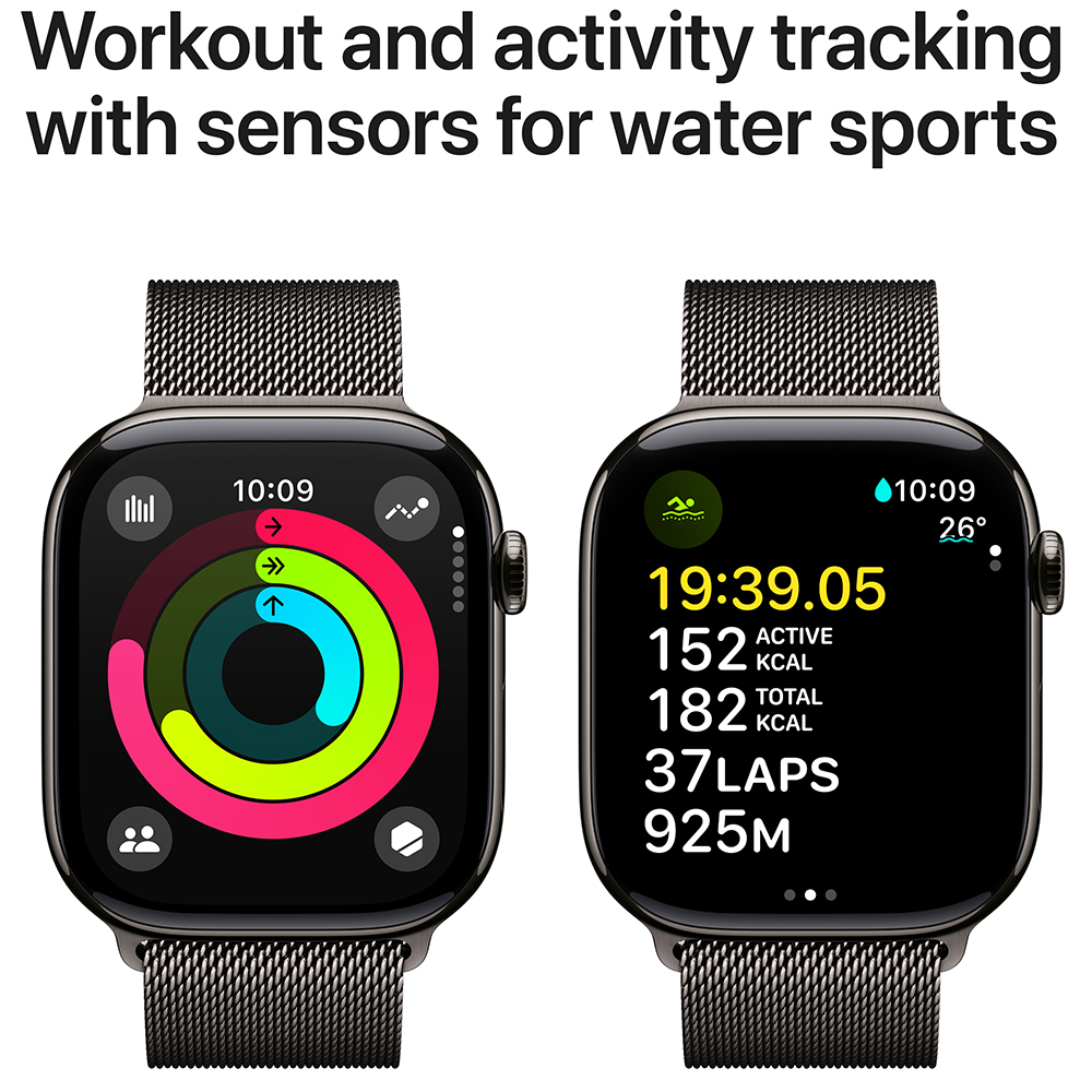 Смарт-годинник APPLE Watch Series 10 GPS+Cellular 42mm Slate Tit Case Slate Milan Loop (MX053QH/A) Вид діяльності веслування/вітрильний спорт