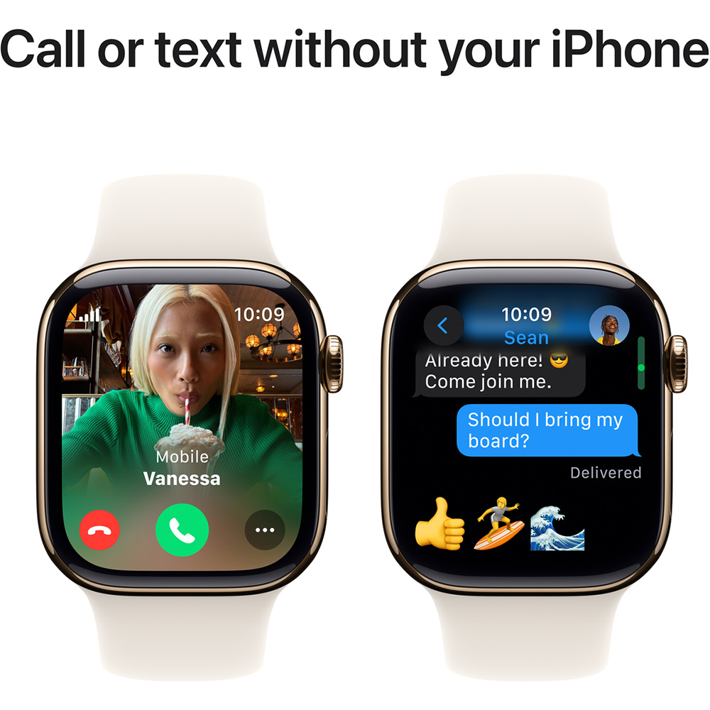 Внешний вид Смарт-часы APPLE Watch Series 10 GPS+Cellular 42mm Gold Tit Case Starl Sport Band S/M (MX063QH/A)