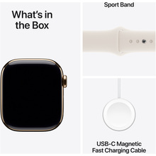 Смарт-часы APPLE Watch Series 10 GPS+Cellular 42mm Gold Tit Case Starl Sport Band M/L (MX073QH/A)