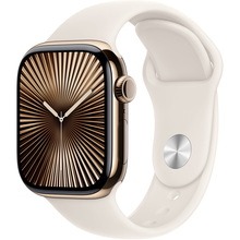 Смарт-часы APPLE Watch Series 10 GPS+Cellular 42mm Gold Tit Case Starl Sport Band M/L (MX073QH/A)