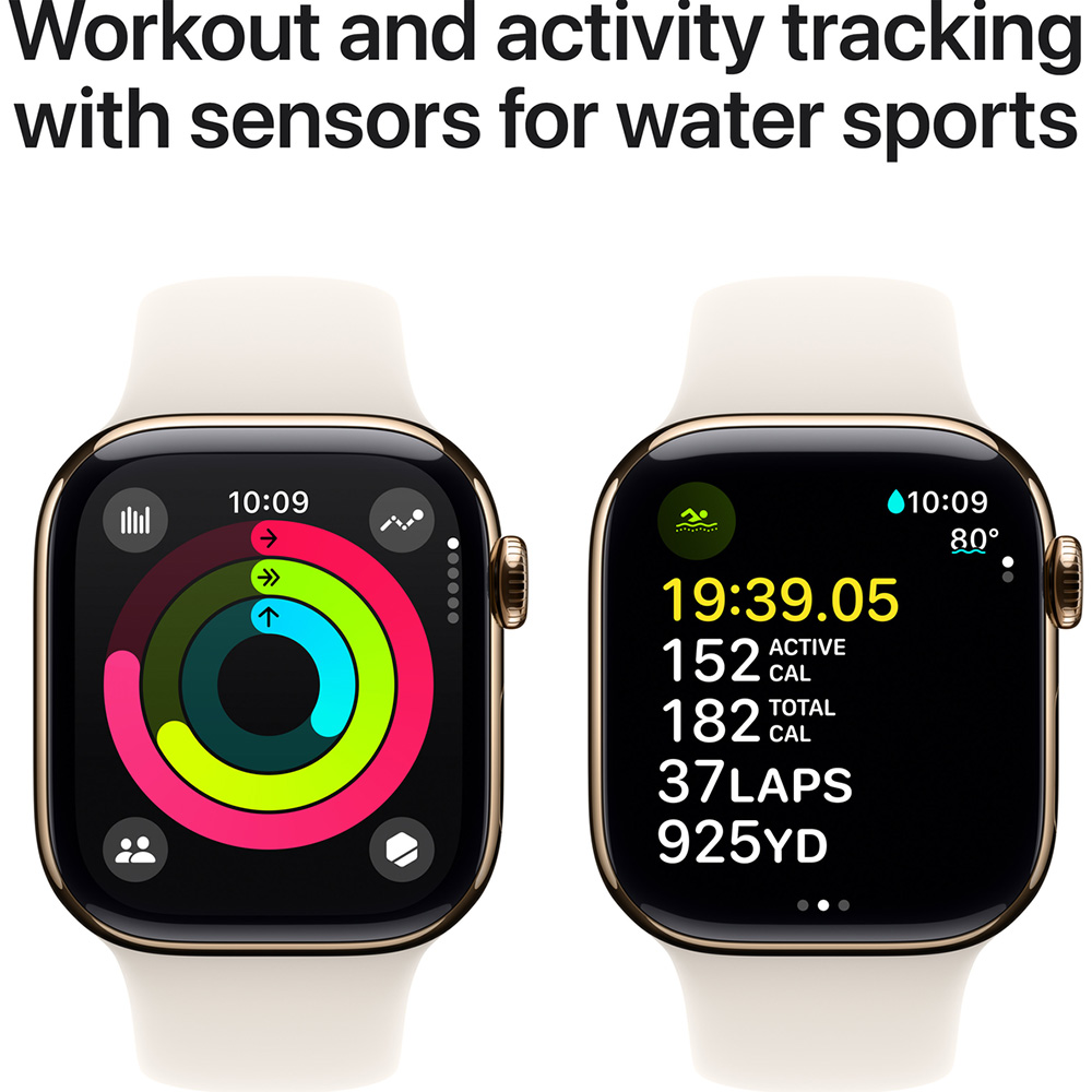 Смарт-часы APPLE Watch Series 10 GPS+Cellular 42mm Gold Tit Case Starl Sport Band M/L (MX073QH/A) Операционная система Watch OS