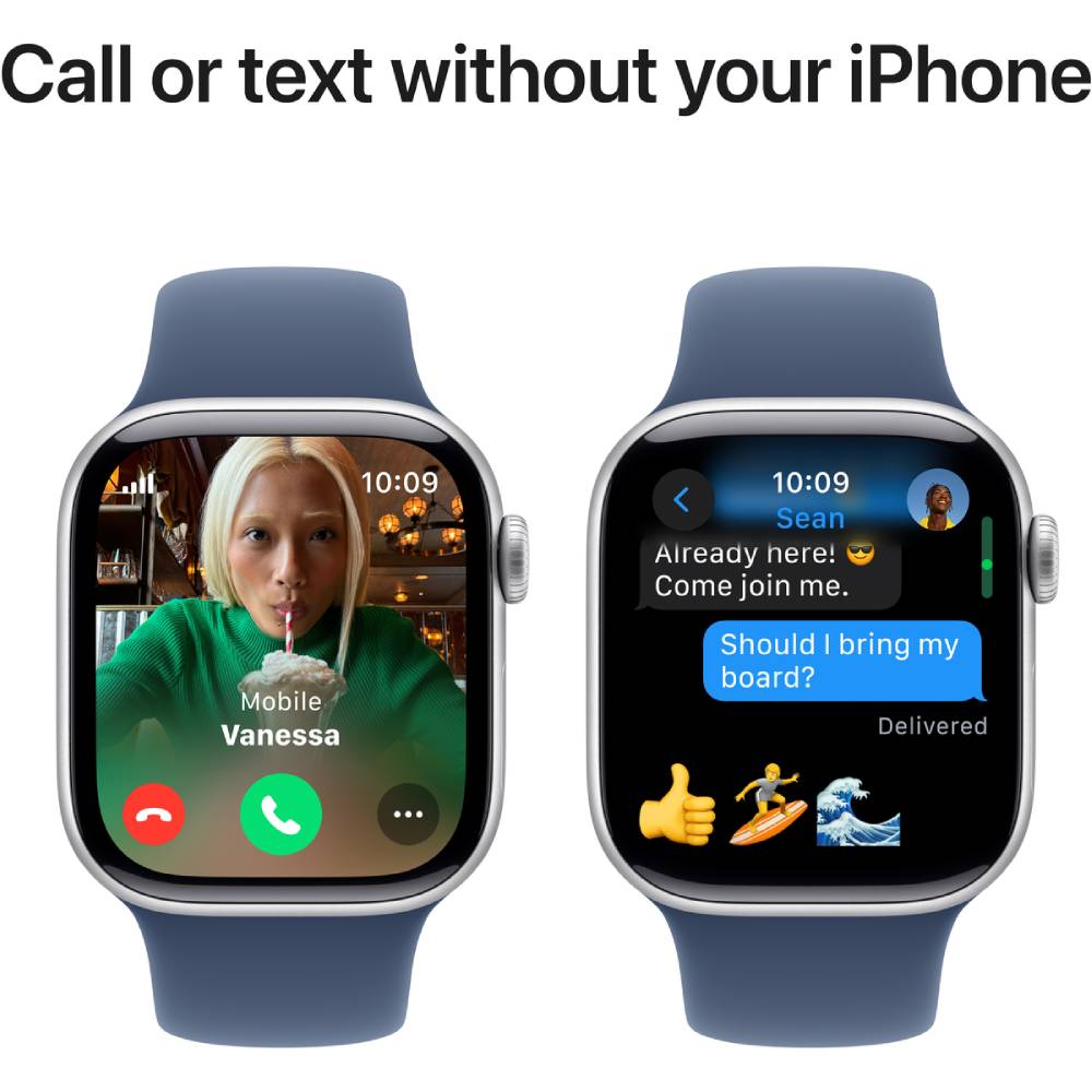 Зовнішній вигляд Смарт-годинник APPLE Watch S10 GPS+Cellular 42mm Silver Alum Case Denim Sp/b - M/L (MWX43QH/A)