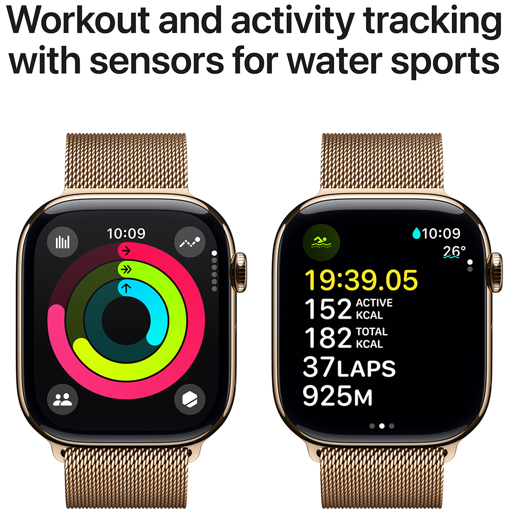 Смарт-часы APPLE Watch S10 GPS+ Cellular 42mm Gold Tit Case Gold Milan Loop (MX083QH/A) Вид деятельности велоспорт