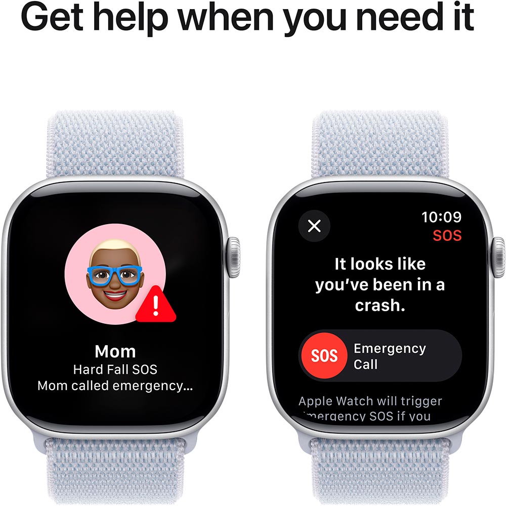 Внешний вид Смарт-часы Apple Watch S10 GPS+Cellular 46mm Silver Aluminum Sport Loop Blue Cloud (MWY23QH/A)