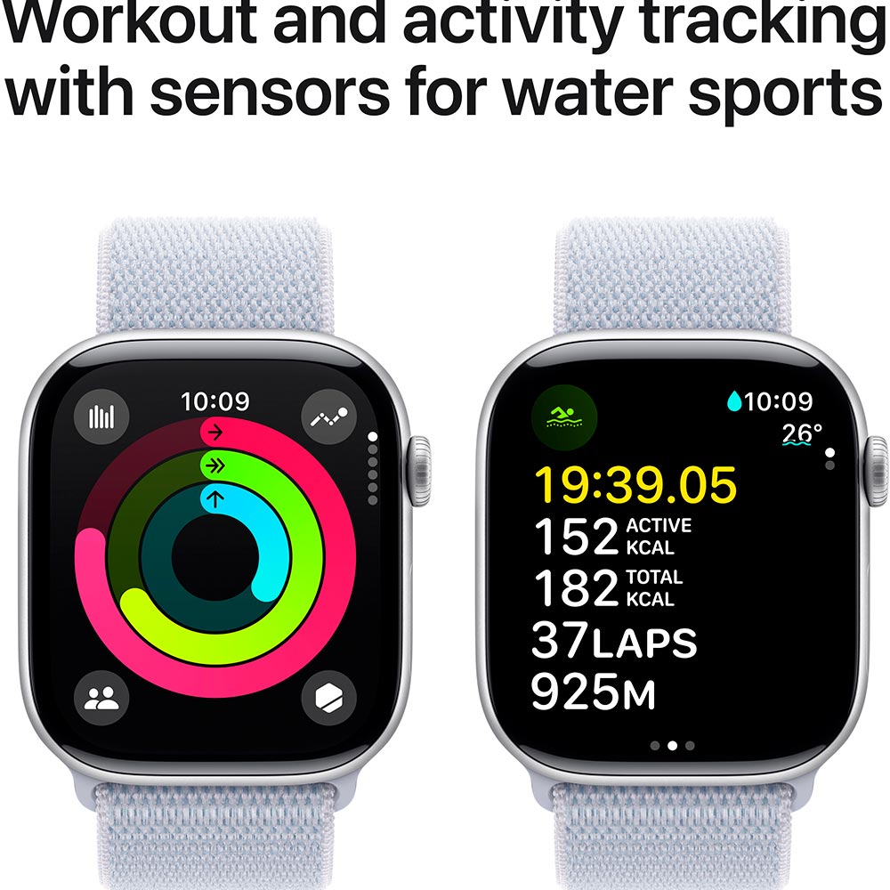 Смарт-часы Apple Watch S10 GPS+Cellular 46mm Silver Aluminum Sport Loop Blue Cloud (MWY23QH/A) Совместимость iOS (Apple)