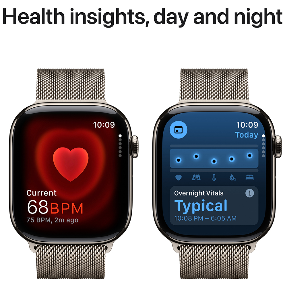 Зовнішній вигляд Смарт-годинник APPLE Watch S10 GPS+ Cellular 42mm Nat Tit Case Nat Milan Loop (MWXF3QH/A)