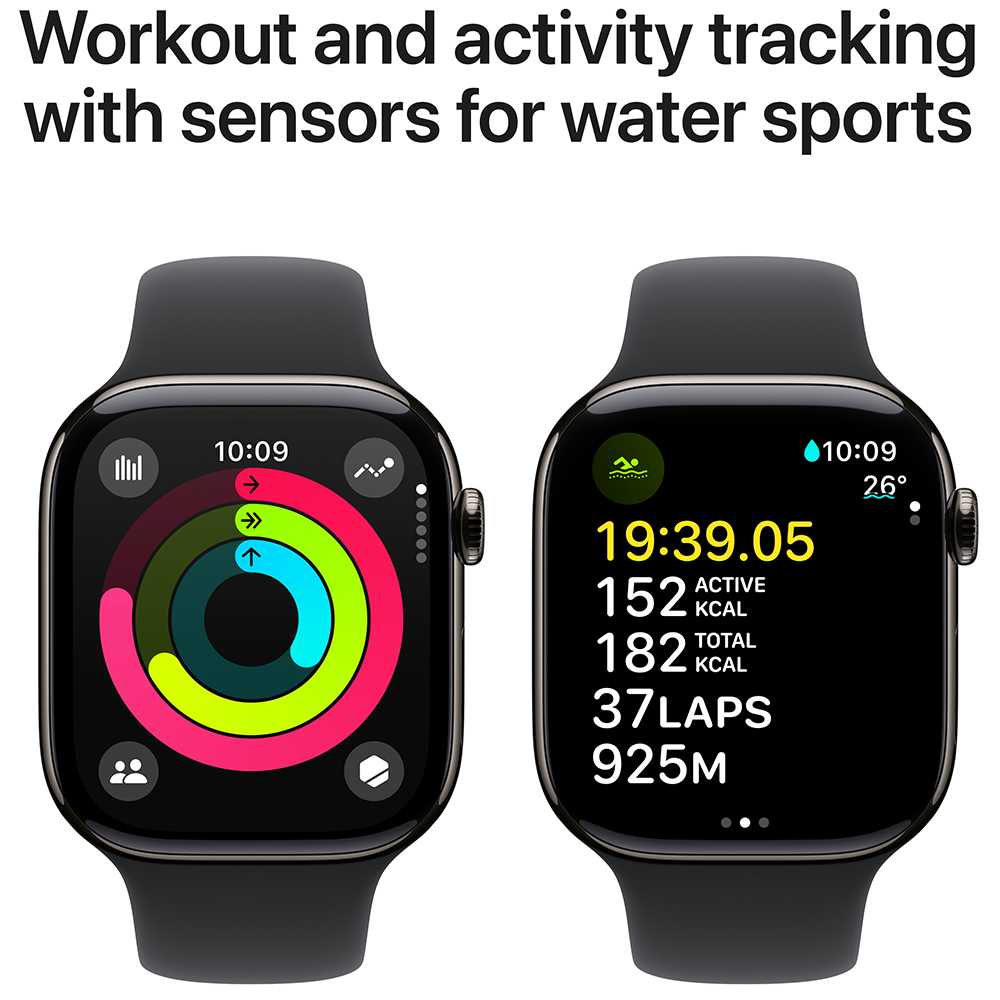 Смарт-часы APPLE Watch S10 GPS+ Cellular 42mm Slate Tit Case Black Sp/b - S/M (MWXG3QH/A) Вид деятельности плавание