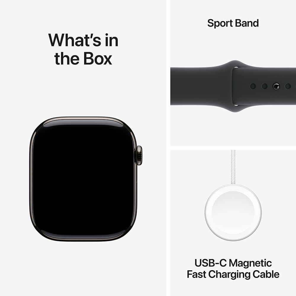 Смарт-часы APPLE Watch S10 GPS+ Cellular 42mm Slate Tit Case Black Sp/b - S/M (MWXG3QH/A) Совместимость iOS (Apple)