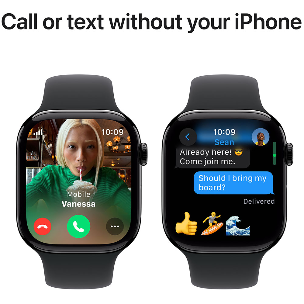 Замовити Смарт-годинник APPLE Watch S10 GPS+Cellular 46mm Jet Black Aluminum Sport Band Black M/L (MWY43QH/A)