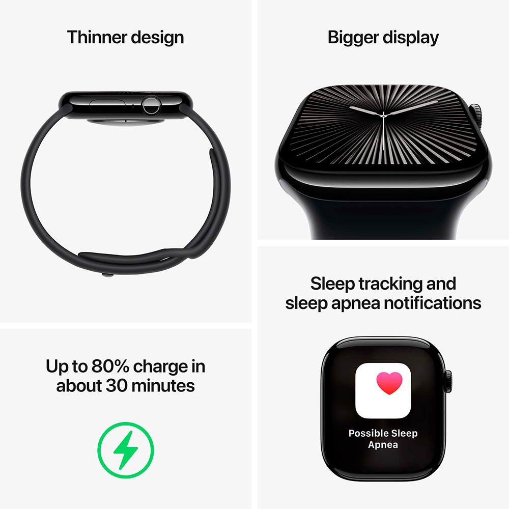 Смарт-часы APPLE Watch S10 GPS+Cellular 46mm Jet Black Aluminum Sport Loop Ink (MWY53QH/A) Операционная система Watch OS