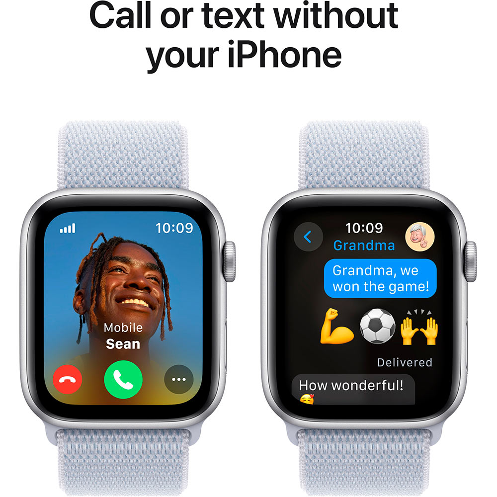 Смарт-часы APPLE Watch SE GPS+Cellular 40mm Silver Aluminum Sport Loop Blue Cloud (MXGE3QH/A) Совместимость iOS (Apple)