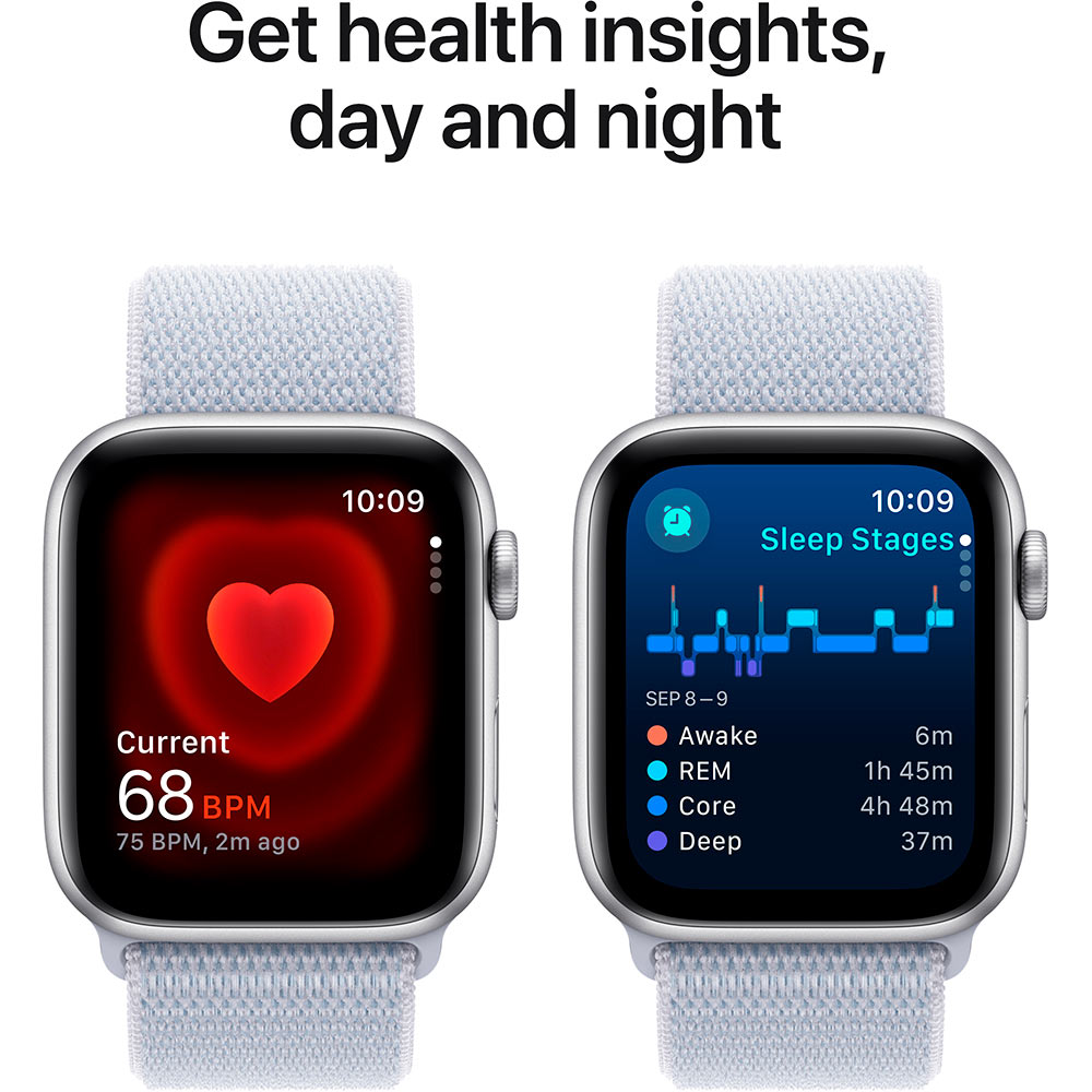Смарт-часы APPLE Watch SE GPS+Cellular 40mm Silver Aluminum Sport Loop Blue Cloud (MXGE3QH/A) Вид деятельности велоспорт
