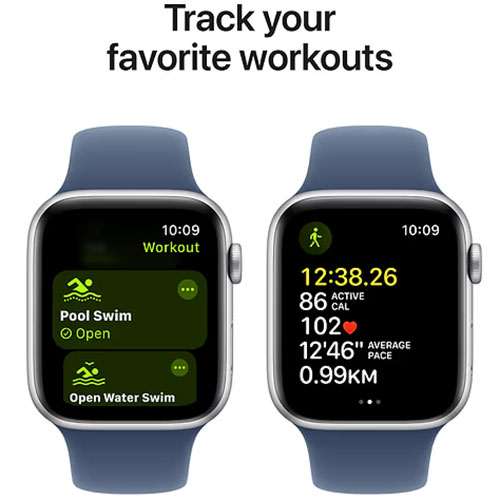Фото Смарт-часы APPLE Watch SE GPS+Cellular 40mm Silver Aluminum Sport Band Denim M/L (MXGG3QH/A)