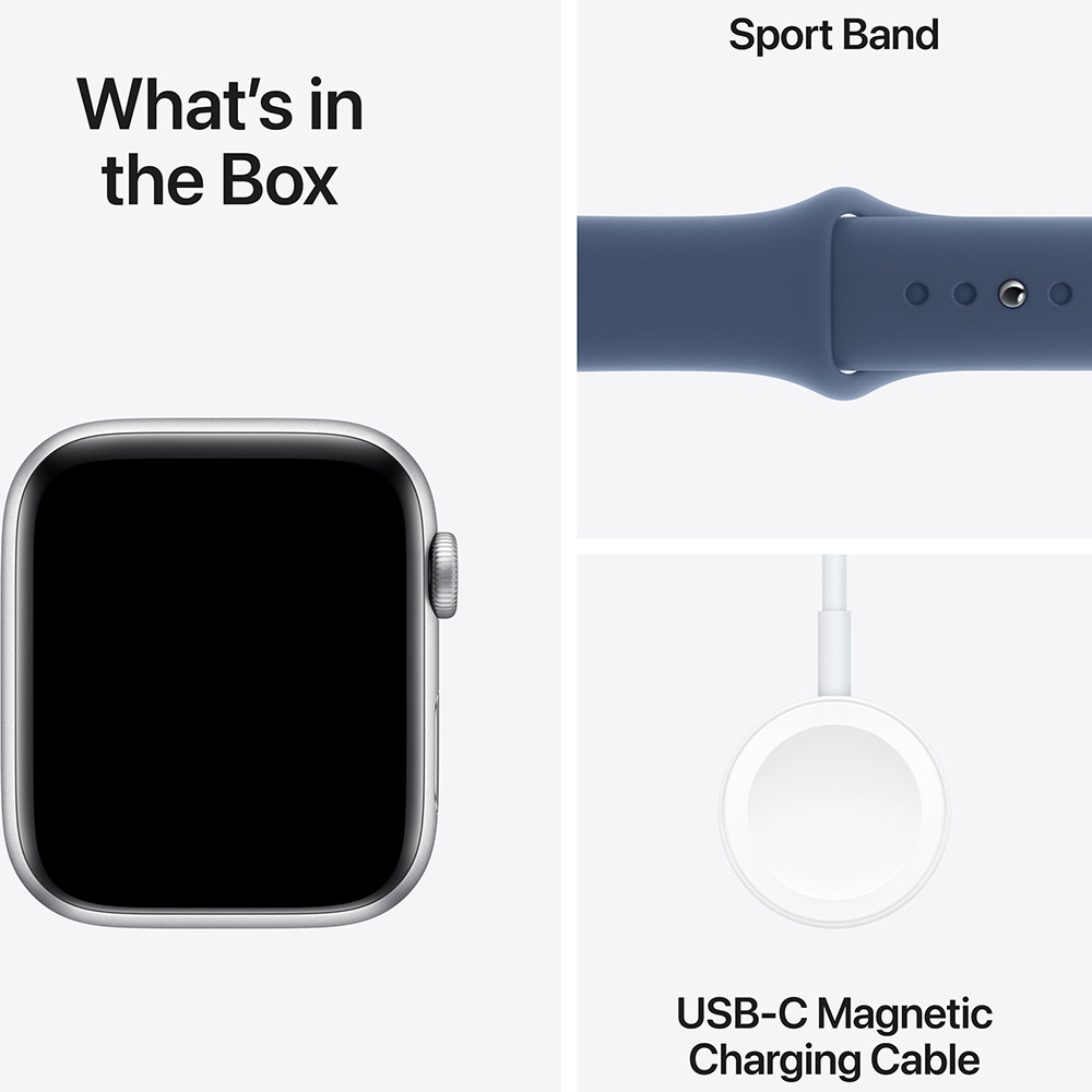 Фото Смарт-часы APPLE Watch SE GPS+Cellular 40mm Silver Aluminum Sport Band Denim M/L (MXGG3QH/A)
