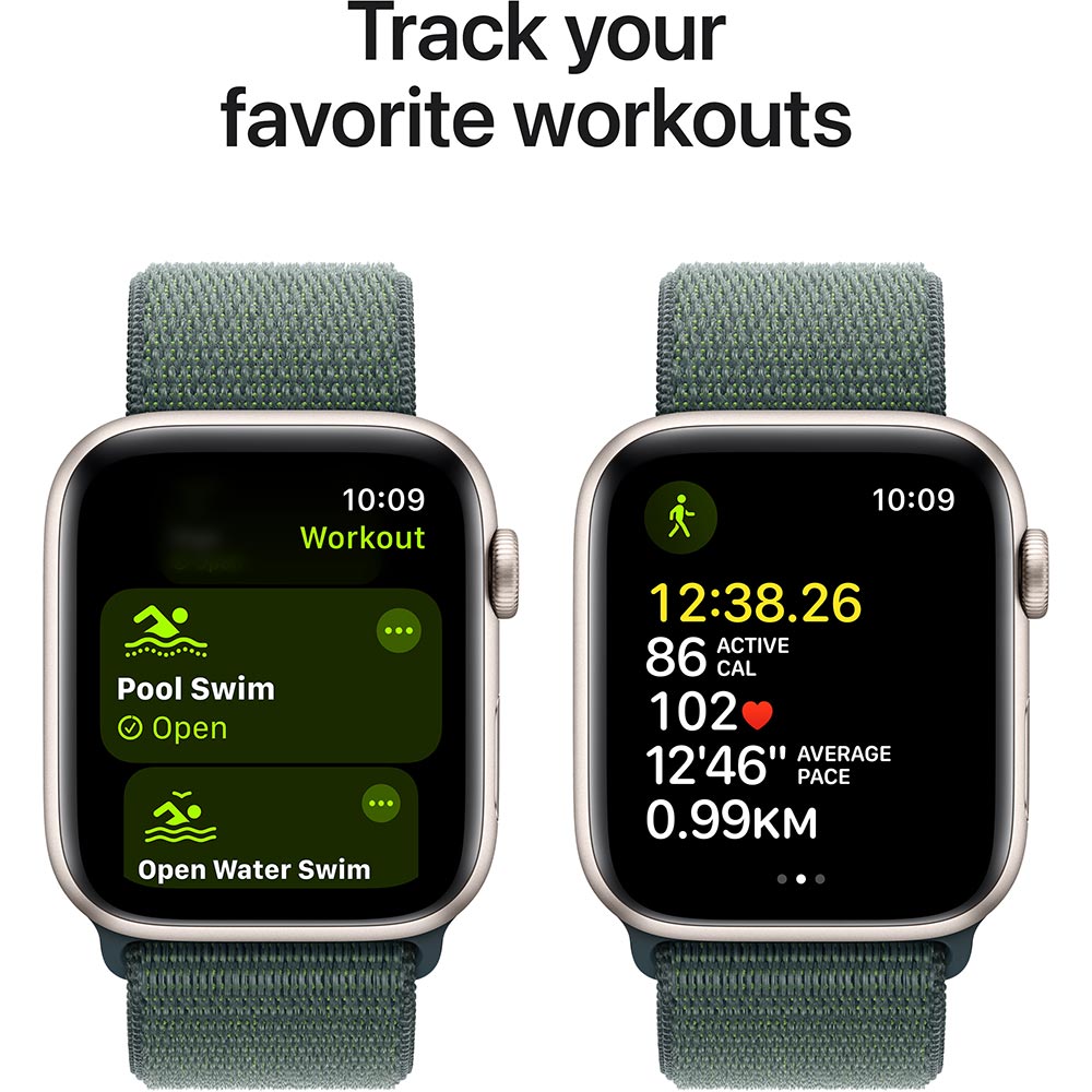 Внешний вид Смарт-часы APPLE Watch SE GPS+Cellular 40mm Starlight Aluminum Sport Loop Lake Green (MXGH3QH/A)