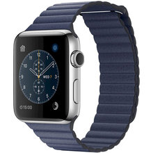 Смарт-часы Apple Watch Series 2 42mm Stainless Steel Case with Midnight Blue Leather Loop - Large (MNPX2FS/A)