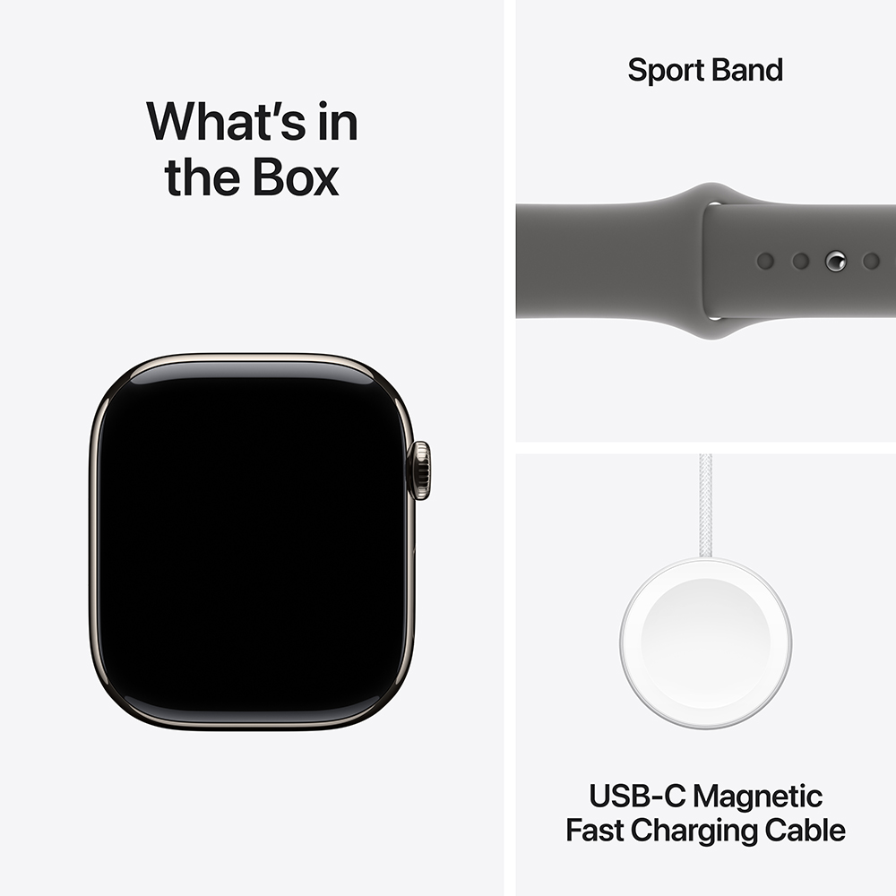Фото Смарт-часы APPLE Watch Series 10 GPS+Cellular 42mm Nat Tit Case Stone Grey Sp/b - S/M (MWXD3QH/A)