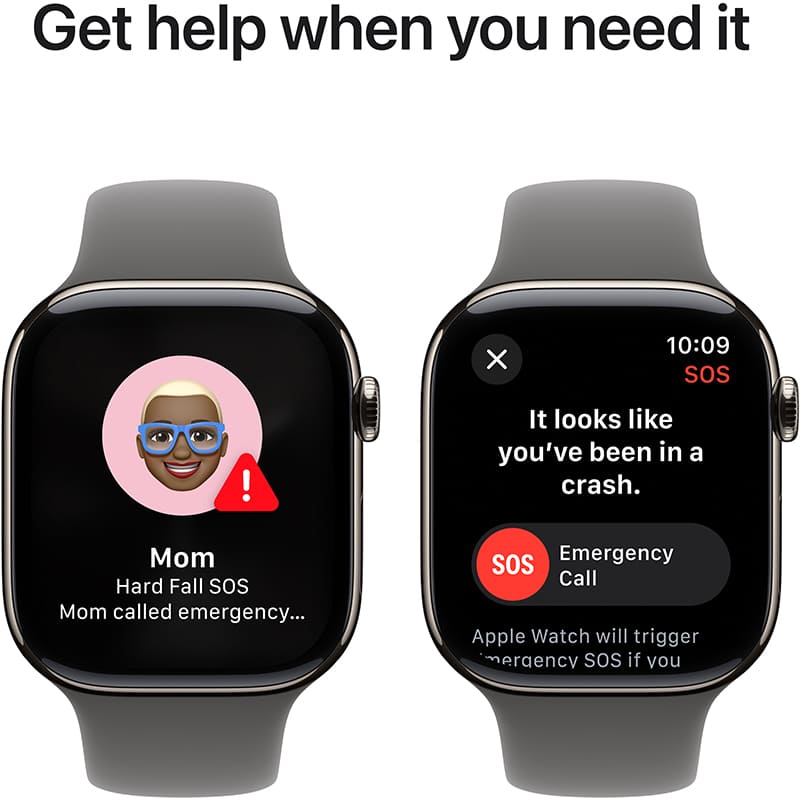 Зовнішній вигляд Смарт-годинник APPLE Watch Series 10 GPS+Cellular 46mm Nat Tit Case Stone Grey Sp/b - S/M (MWY93QH/A)