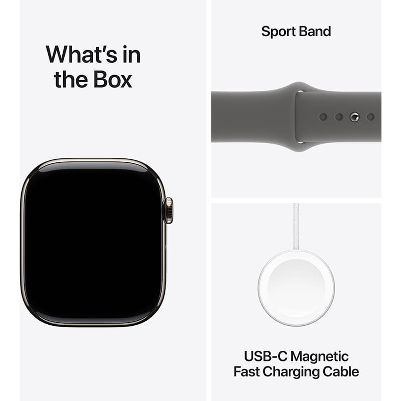Покупка Смарт-годинник APPLE Watch Series 10 GPS+Cellular 46mm Nat Tit Case Stone Grey Sp/b - S/M (MWY93QH/A)