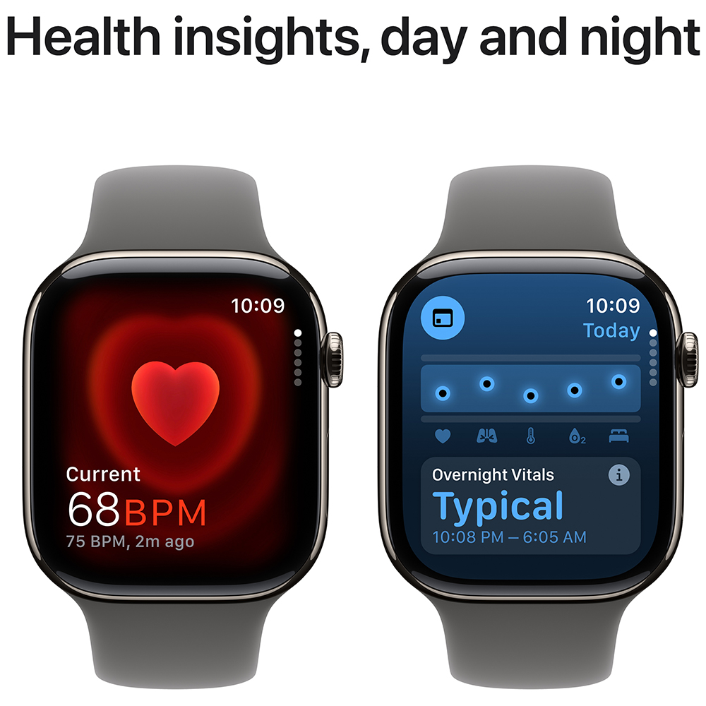Внешний вид Смарт-часы APPLE Watch Series 10 GPS+Cellular 46mm Nat Tit Case Stone Grey Sp/b - M/L (MWYA3QH/A)