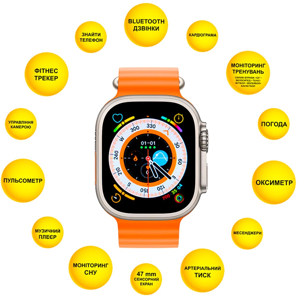 Смарт-годинник AURA X4 ProMax 53mm Orange (SWAX453O) Операційна система Nucleos OS