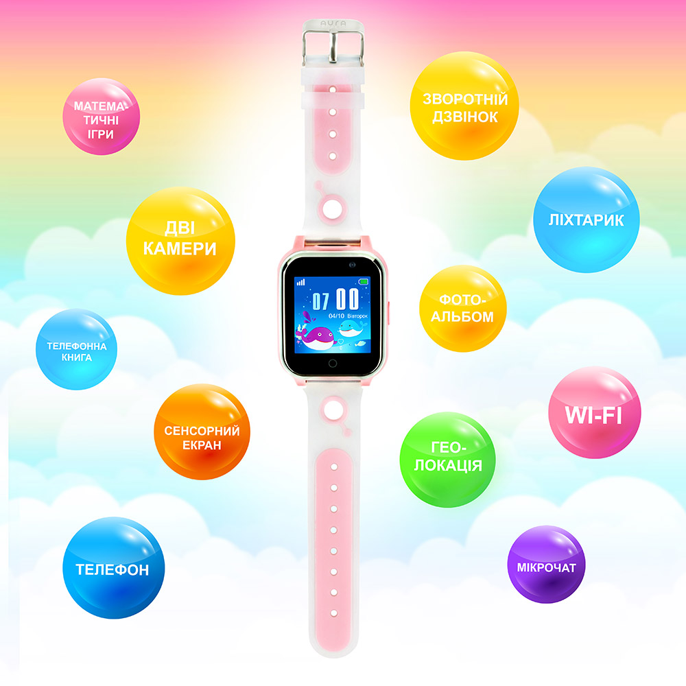 Смарт-години AURA A100 Tracker/WIFI Pink (AUR-A100-P) Функціональність дитячі