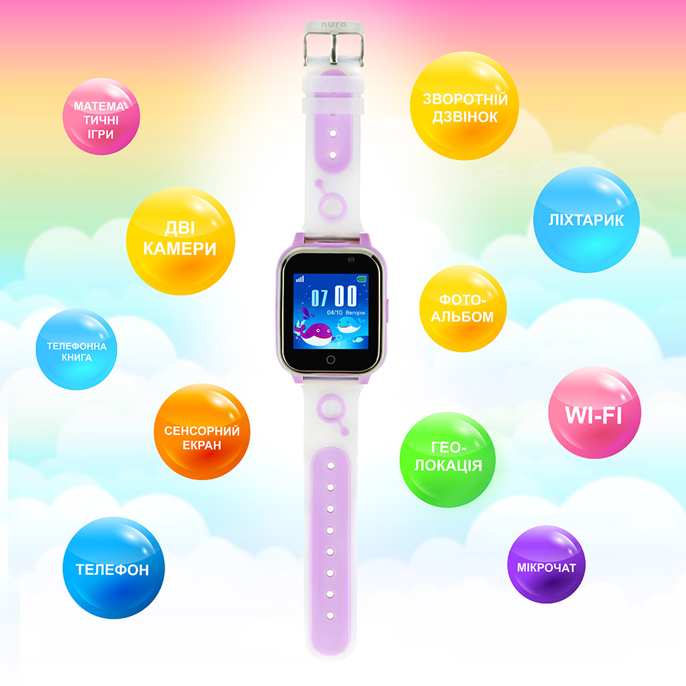 Смарт-годинник AURA A100 Tracker/WIFI Purple (AUR-A100-PL) Сумісність iOS (Apple)