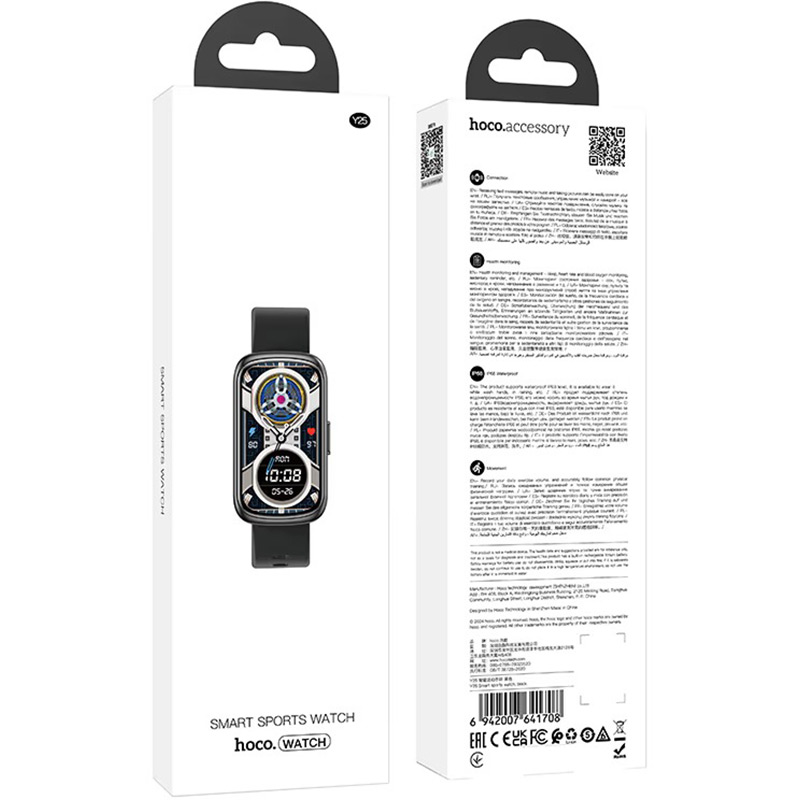 Внешний вид Смарт-часы HOCO Y25 Smart sports watch Black (6942007641708)