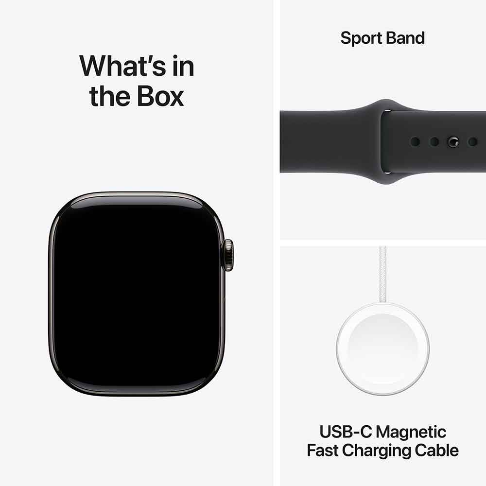 Заказать Смарт-часы APPLE Watch Series 11GPS + Cellular 42mmSlate Titanium Case with Black Sport Band - S/M