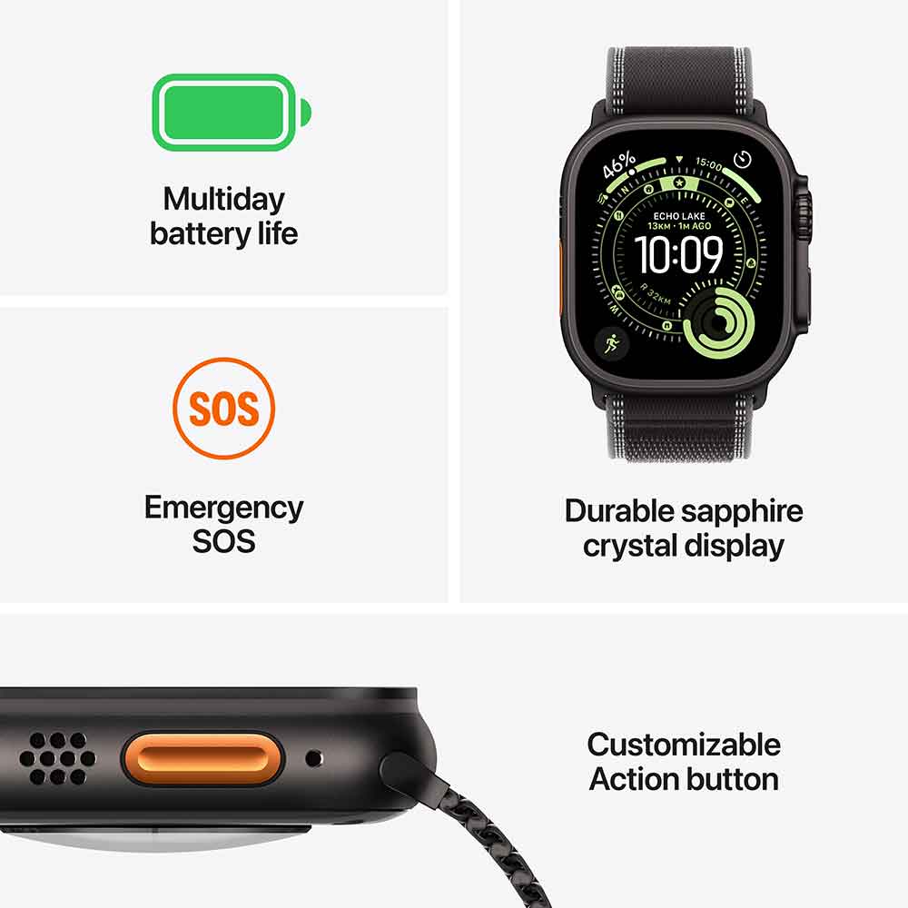 Смарт-часы APPLE Watch Ultra 3 GPS + Cellular 49mm Black Tit. Case with Black Tit. Milanese Loop - Medium (MF1Q4QP/A) Операционная система Watch OS