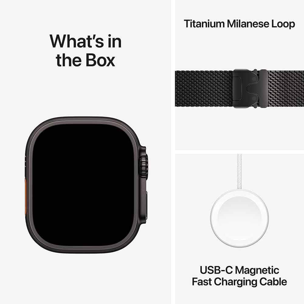 Фото Смарт-часы APPLE Watch Ultra 3 GPS + Cellular 49mm Black Tit. Case with Black Tit. Milanese Loop - Medium (MF1Q4QP/A)