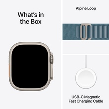 Смарт-часы APPLE Watch Ultra 3 GPS + Cellular 49mm Natural Titanium Case with Light Blue Alpine Loop - Small (MEWK4QP/A)