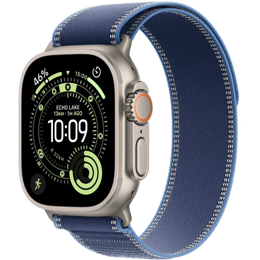 Смарт-часы APPLE Watch Ultra 3 GPS + Cellular 49mm Natural Titanium Case with Blue/Bright Blue Trail Loop - S/M (MEWR4QP/A)