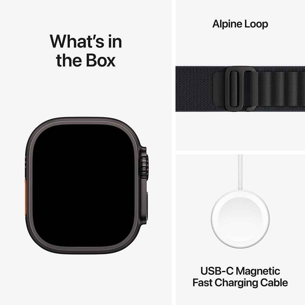 Фото Смарт-часы APPLE Watch Ultra 3 GPS + Cellular 49mm Black Titanium Case with Black Alpine Loop - Medium (MF0V4QP/A)