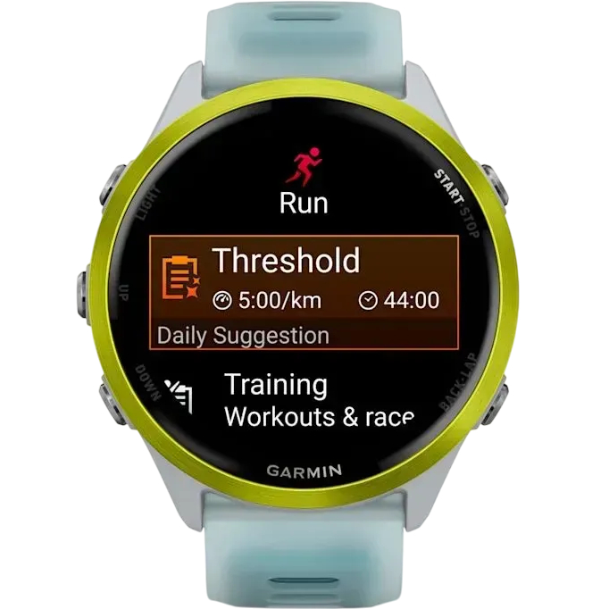 Зовнішній вигляд Смарт-годинник GARMIN Forerunner 570 47mm Whitestone/Amp Yellow (010-02971-01)