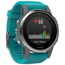 Смарт-часы GARMIN fenix 5S Silver with turquoise band (010-01685-01)