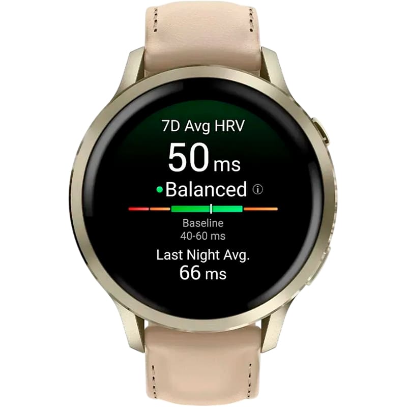 Зовнішній вигляд Смарт-годинник GARMIN Venu 4 41mm Lunar Gold with Light Sand Leather Band (010-03013-03)