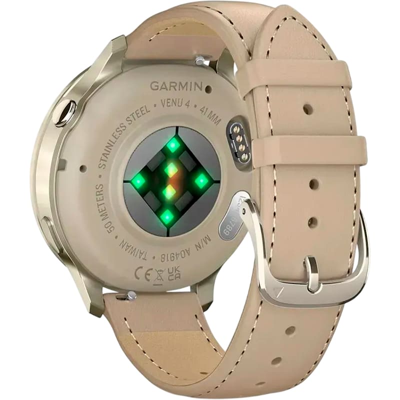 В Україні Смарт-годинник GARMIN Venu 4 41mm Lunar Gold with Light Sand Leather Band (010-03013-03)