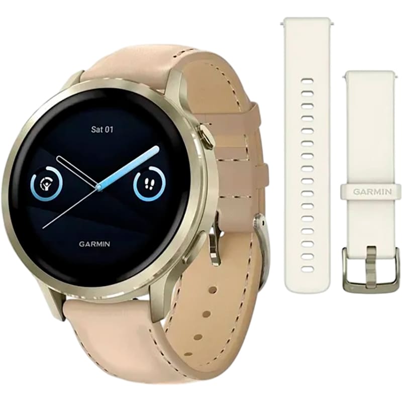 Смарт-годинник GARMIN Venu 4 41mm Lunar Gold with Light Sand Leather Band (010-03013-03)