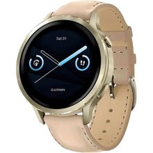 Смарт-годинник GARMIN Venu 4 41mm Lunar Gold with Light Sand Leather Band (010-03013-03)