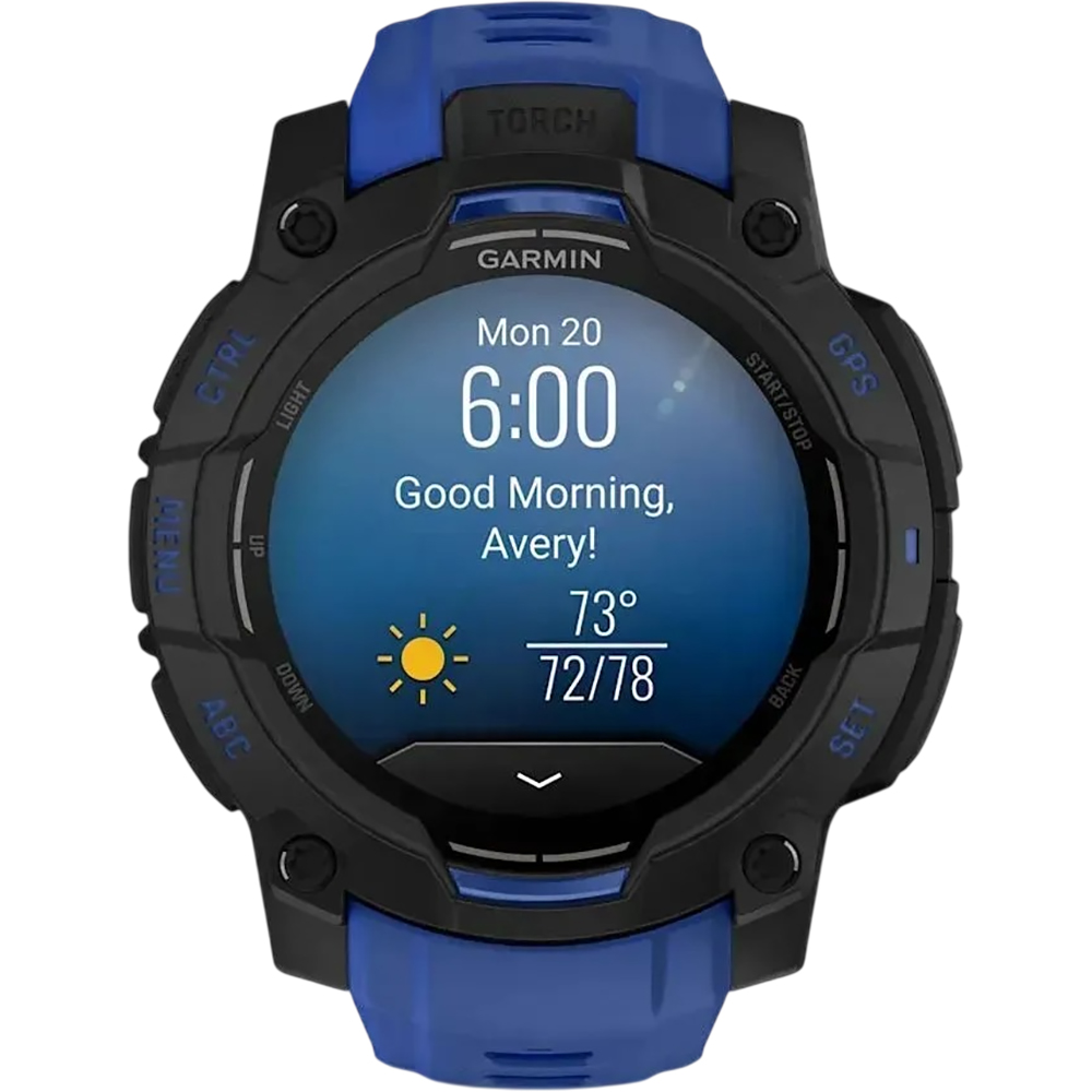 Смарт-часы GARMIN Instinct 3 45 mm Black with Bolt Blue Band (010-02936-03) Дизайн современный (спортивный)