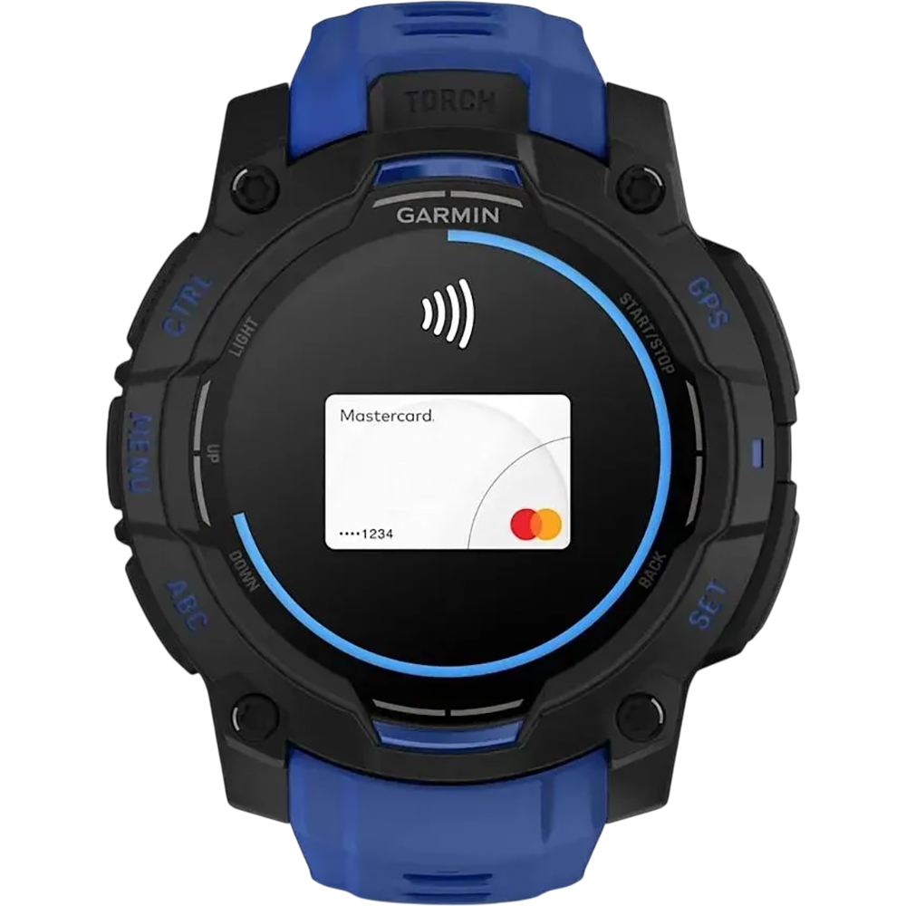 Внешний вид Смарт-часы GARMIN Instinct 3 45 mm Black with Bolt Blue Band (010-02936-03)