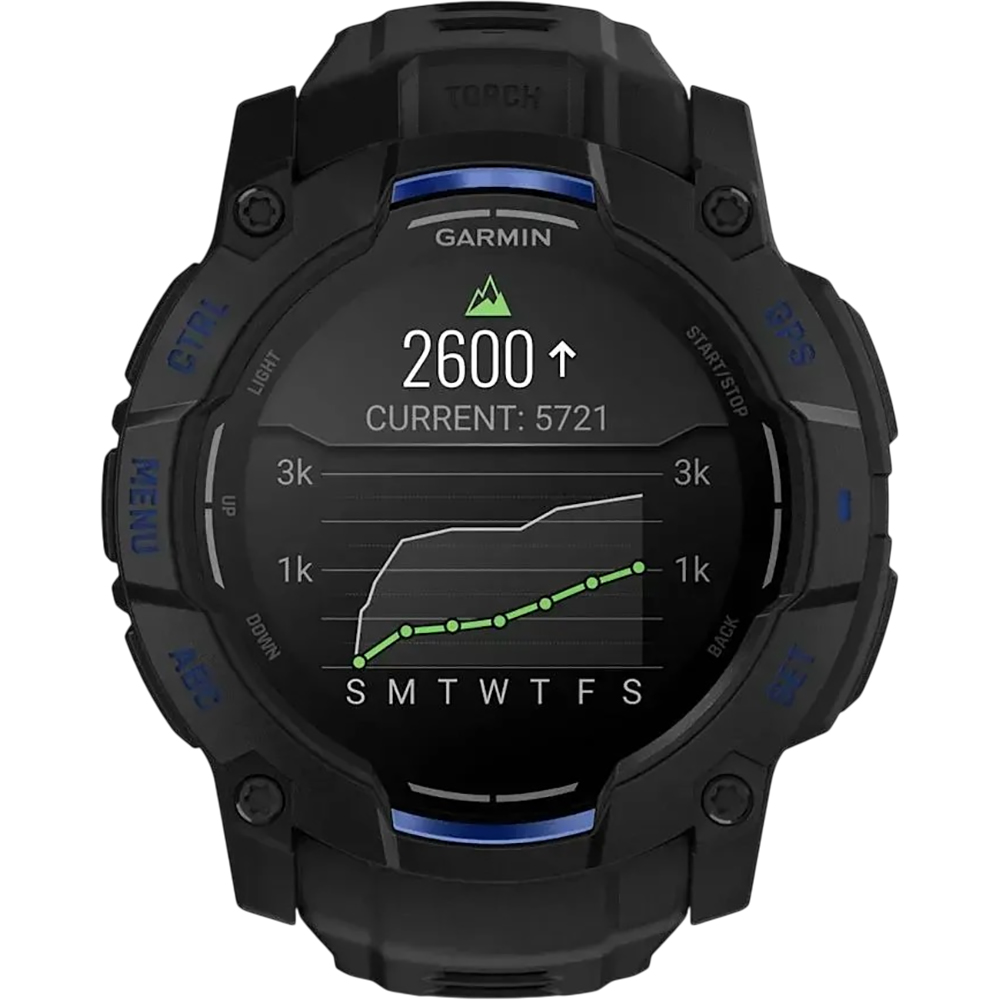 Внешний вид Смарт-часы GARMIN Instinct 3 50 mm Black with Bolt Blue Accents (010-03020-03)