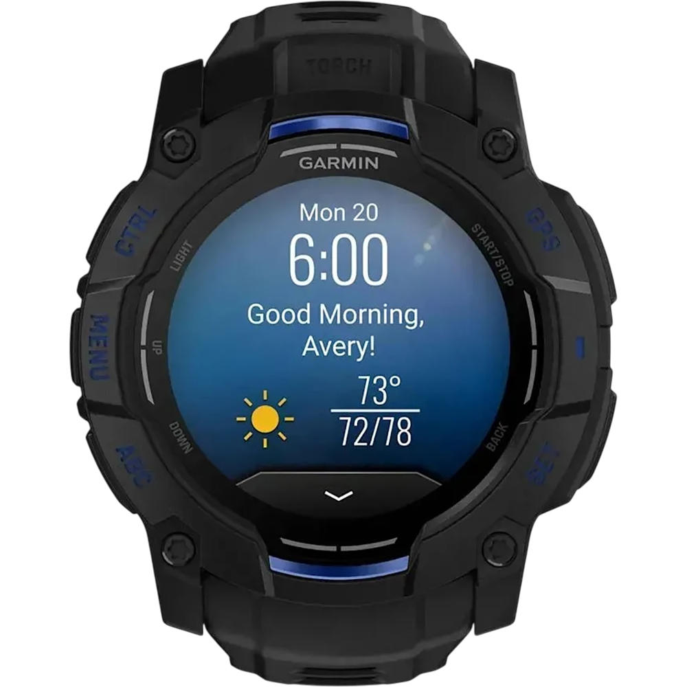 Заказать Смарт-часы GARMIN Instinct 3 50 mm Black with Bolt Blue Accents (010-03020-03)