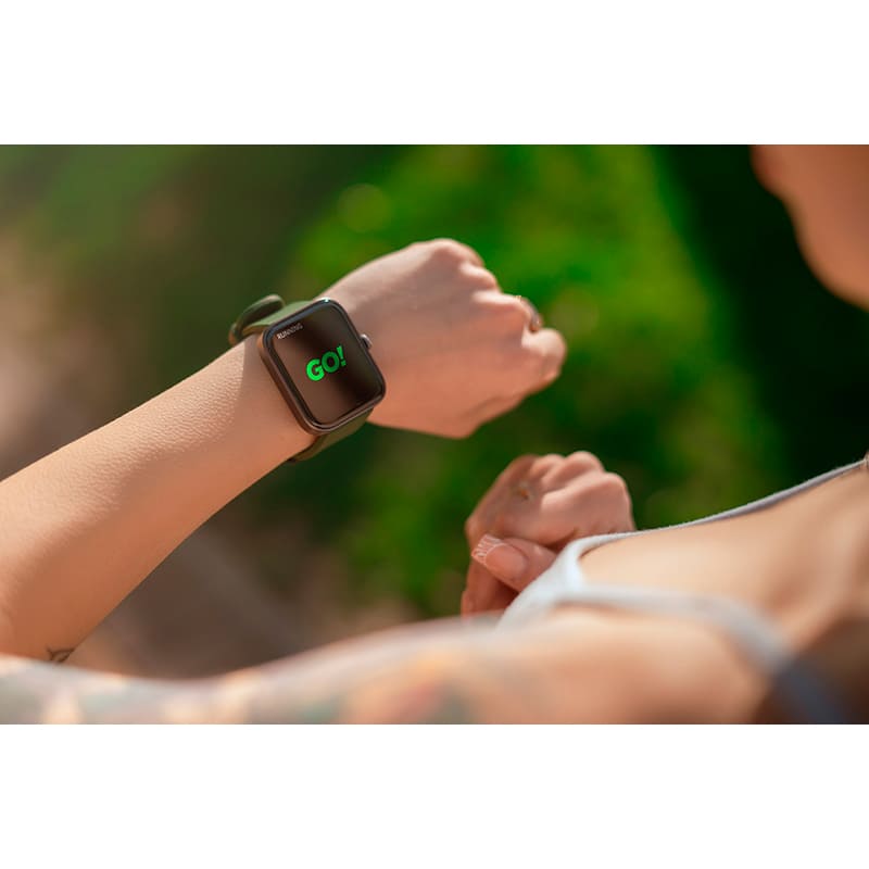 Изображение Смарт-часы 2E Alpha SQ Music Edition 46 мм Black/Green (2E-CWW40BKGN-WS)